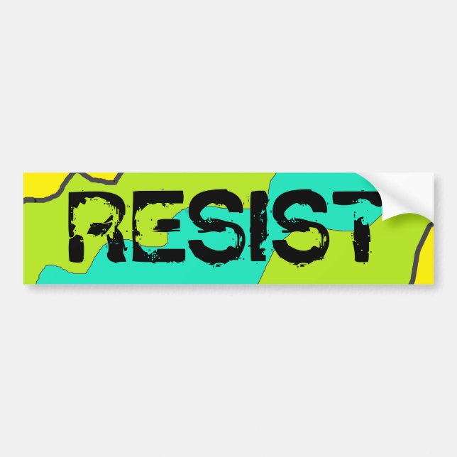 Lime Green, Teal and Yellow RESIST Bumper Sticker (Front)