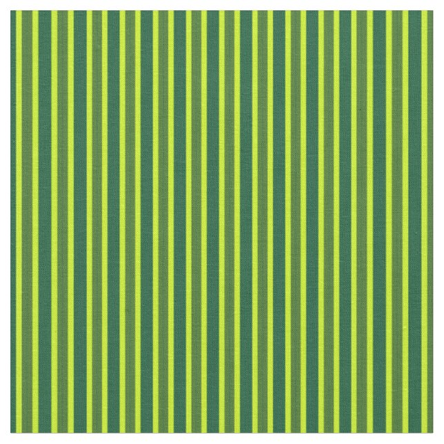 Lime Green & Teal Multi-Tone Vertical Stripes Fabric (Close Up)