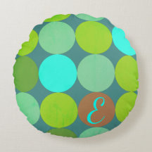 Lime Green Teal Turquoise & Rust Circles Monogram