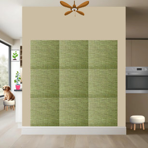 Lime Green Textured Fabric Ceramic Tile