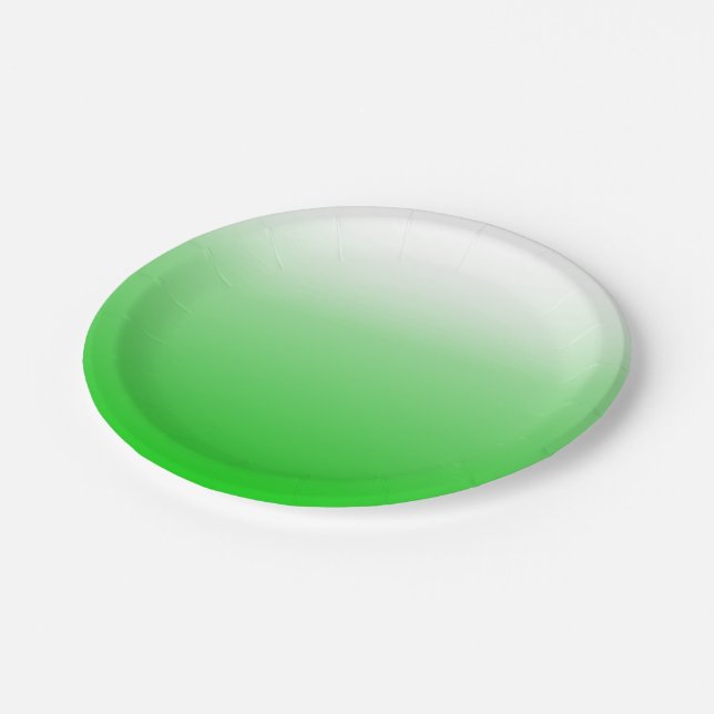 lime green to white gradient #00cc00 party plate (Angled)