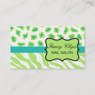 Lime Green Turquoise Blue Zebra Leopard Business Card