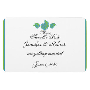 Lime Green Turquoise Shell Wedding Save the Date Magnet
