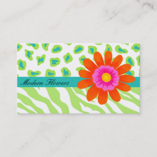 Lime Green, & Turquoise Teal Zebra & Cheetah Business Card