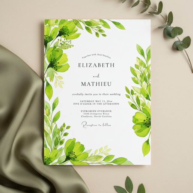 Lime Green Verdant Bloom Wedding Invitation (Creator Uploaded)