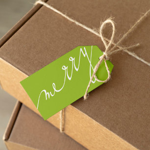 Lime Green Very Merry Custom Photo Christmas  Gift Tags