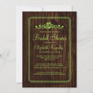 Lime Green Vintage Barn Wood Bridal Shower Invites