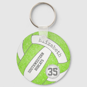 lime green volleyball bag tag w player team name key ring