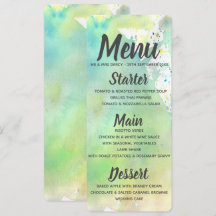 Lime Green Watercolor Menu