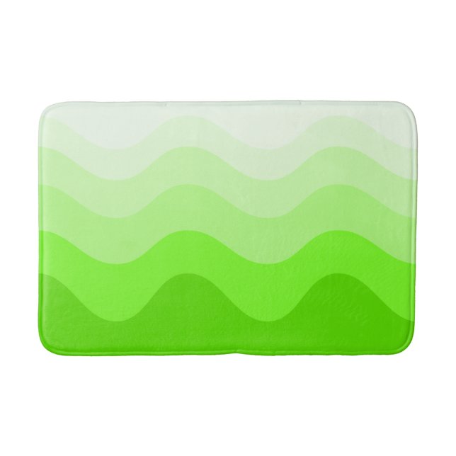 Lime Green Wavey Stripe Modern Bath Mat (Front)