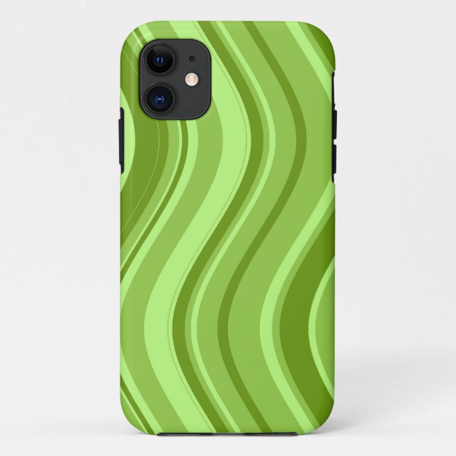 Lime Green Wavy Stripes Pattern Case-Mate iPhone Case (Back)