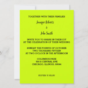 Lime Green Wedding Bright Colourful Custom Simple Invitation