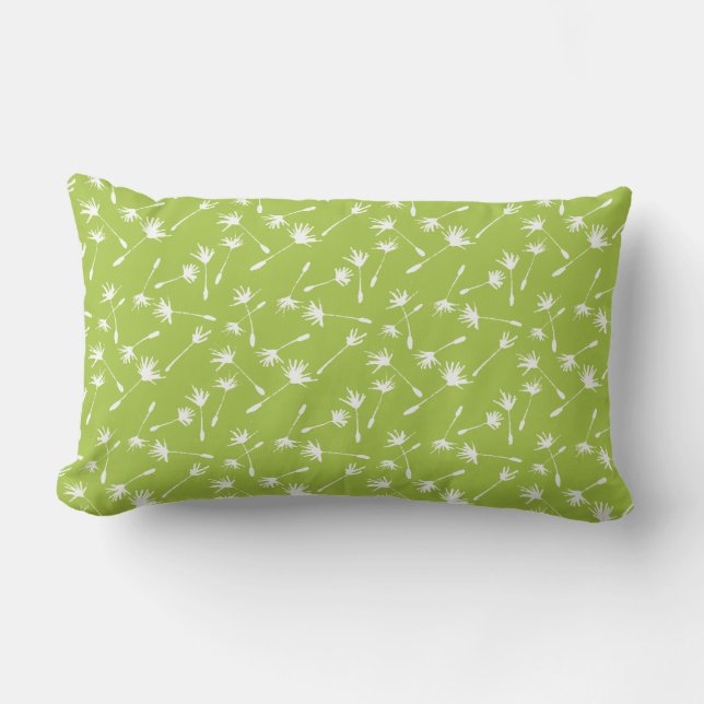 Lime Green Whimsical Seeds Pattern Outdoor Lumbar Cushion (Front)