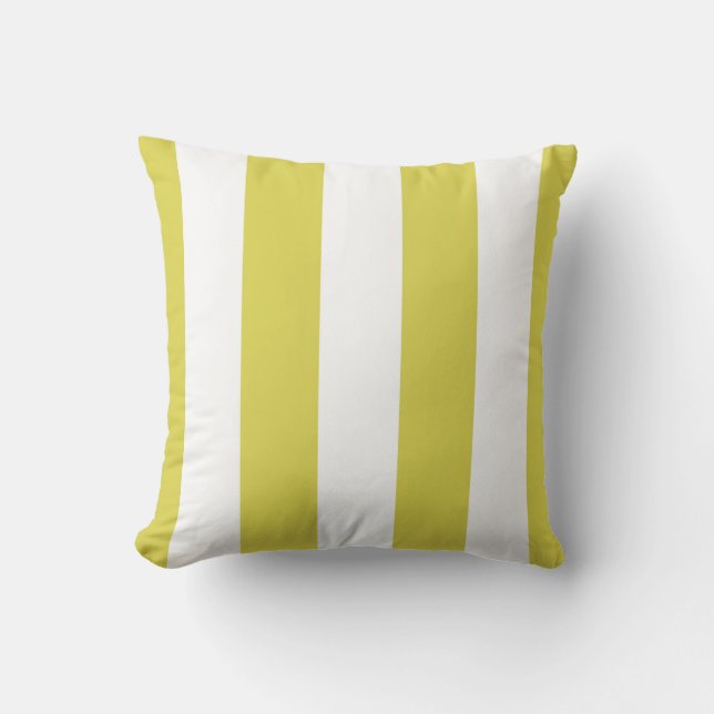 Lime Green & White Awning Stripes Decorative Cushion (Front)