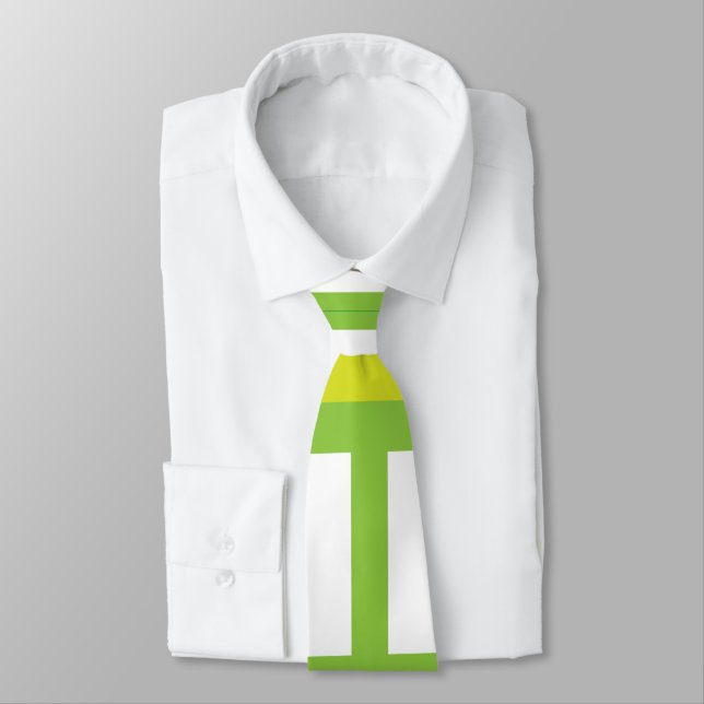 Lime Green White Colour Stripes Tie (Tied)