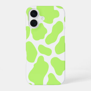 Lime Green & White Cow Print iPhone 16 Case
