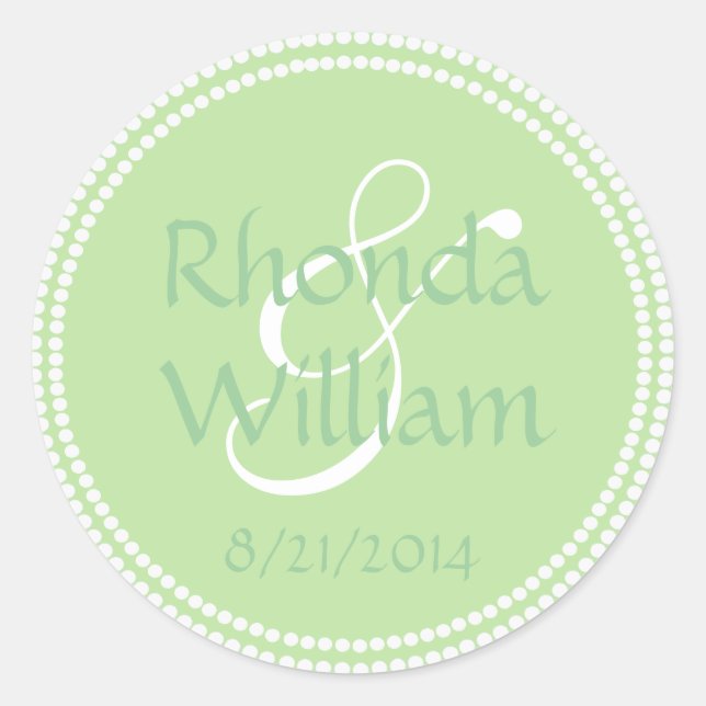Lime Green & White Decorative Wedding Stickers (Front)