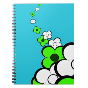 Lime Green White Flowers Notebook