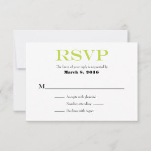 Lime Green White Plain Simple Wedding RSVP Cards