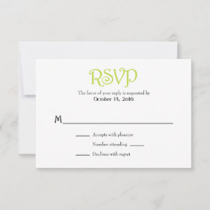 Lime Green White Plain Simple Wedding RSVP Cards