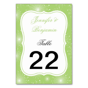 Lime Green White Sunbursts Starburst Table Numbers