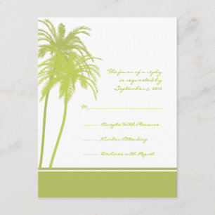 Lime Green & White Tropical Palms Invitation RSVP