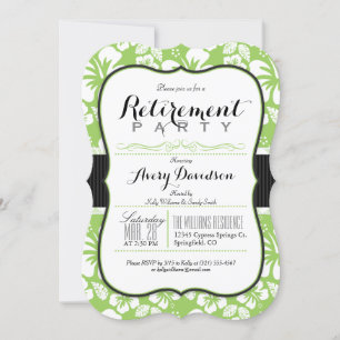 Lime Green & White Tropical Retirement Party Invitation