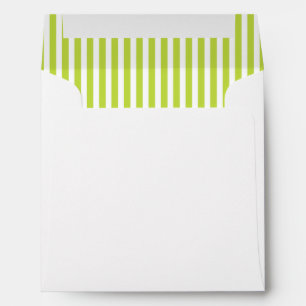 Lime Green White Vertical Stripe Lined Envelope