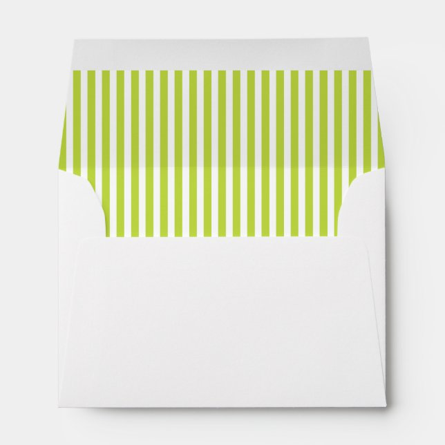 Lime Green White Vertical Stripe Lined Envelopes (Back (Bottom))
