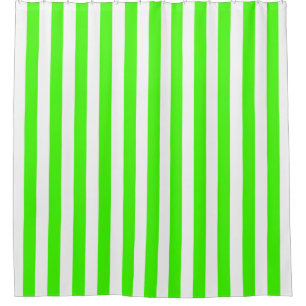 Lime Green White Vertical Stripe NL #0 Shower Curtain