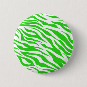 Lime Green White Zebra Stripes Wild Animal Prints 6 Cm Round Badge