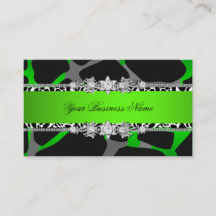 Lime Green Wild Animal Black Jewel Look Image Business Card