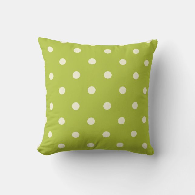 Lime green with cream polkadots cushion (Front)
