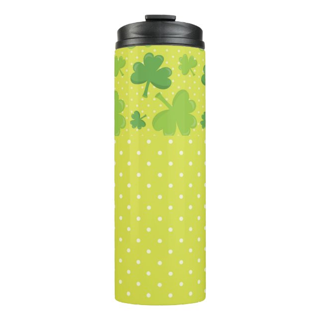 LIME GREEN WITH GREEN IRISH CELTIC SHAMROCKS THERMAL TUMBLER (Front)