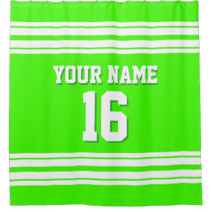 Lime Green with White Stripes Sports Jersey Shower Curtain