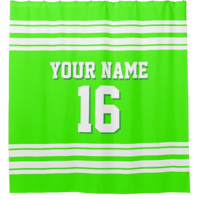 Lime Green with White Stripes Sports Jersey Shower Curtain (Front)