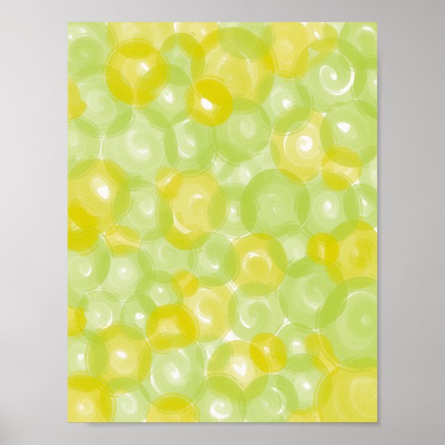 Lime Green Yellow Glossy Bubble Pattern Wall Art (Front)