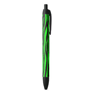 Lime Green Zebra Black Ink Pen