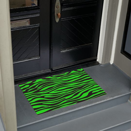 Lime Green Zebra Doormat Zazzle Co Uk