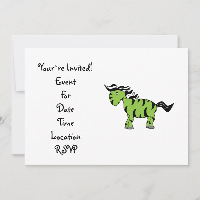 Lime green zebra invitation (Front)