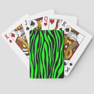 Lime Green Zebra Playing Cards