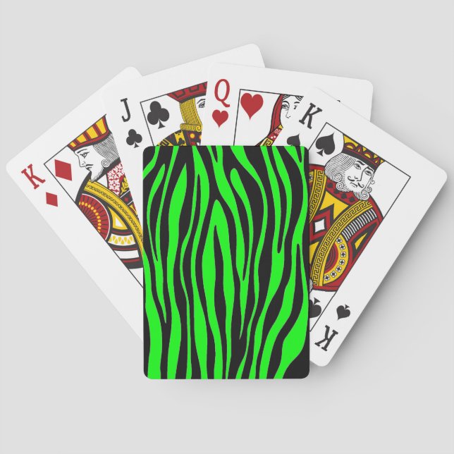Lime Green Zebra Playing Cards (Back)