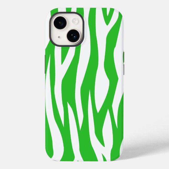 Lime Green Zebra Print Case-Mate iPhone Case (Back)