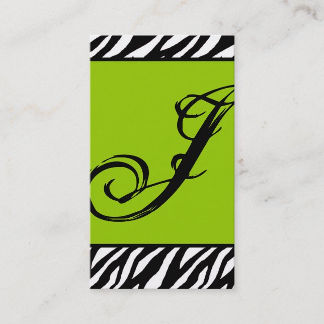 Lime Green Zebra Print Pattern Business Card (Front)