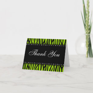 Lime Green Zebra Printed Diamonds Thank You Card