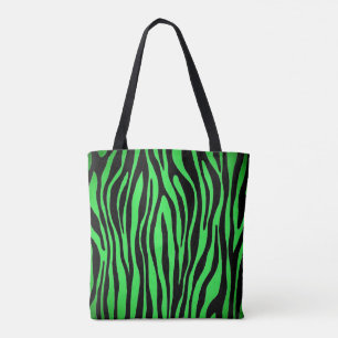 Lime Green Zebra Tote Bag
