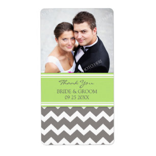 Lime Grey Chevron Photo Wedding Labels