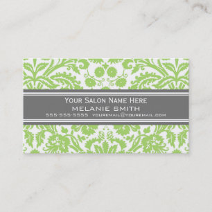 Lime Grey Damask Salon Appointment Cards