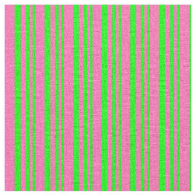 Lime & Hot Pink Pattern of Stripes Fabric (Close Up)
