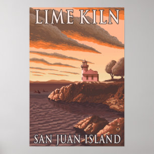 Lime Kiln Lighthouse Vintage Travel Poster
